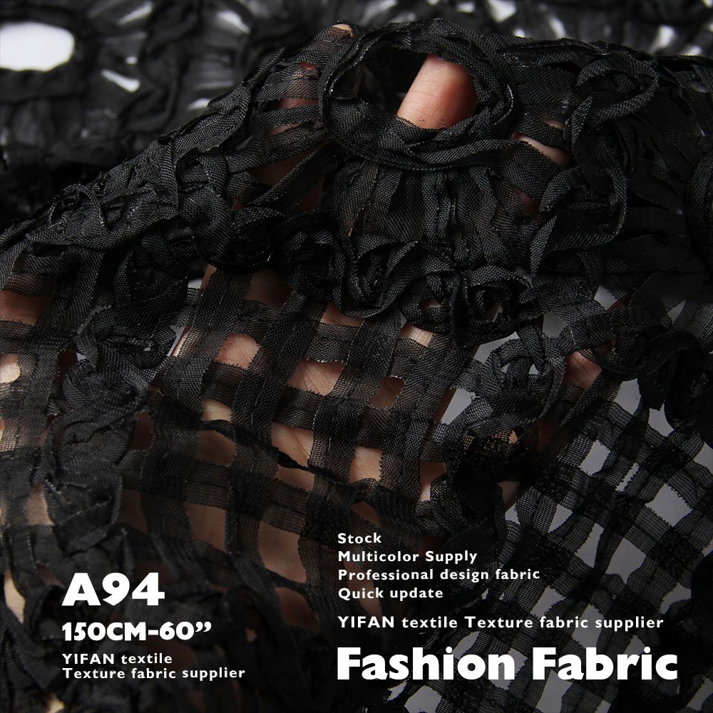 New Fashion Design 3D Embroidery Chiffon Mesh Fabric Hollow Elegant Tulle Lace Fabric for Women Dress blouse