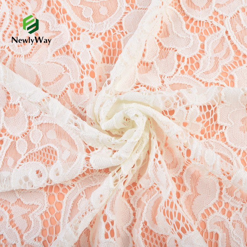 Custom Luxury French Stretch Elastic Net Bridal Power Mesh Lace Fabric For Dress Underwear Wholesale