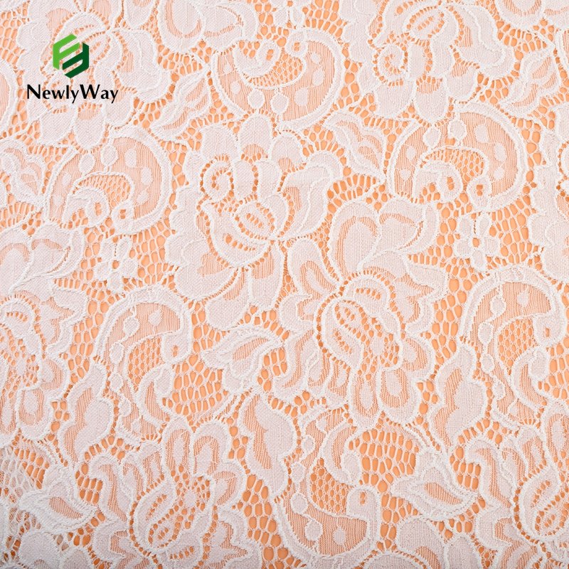 Custom Luxury French Stretch Elastic Net Bridal Power Mesh Lace Fabric For Dress Underwear Wholesale