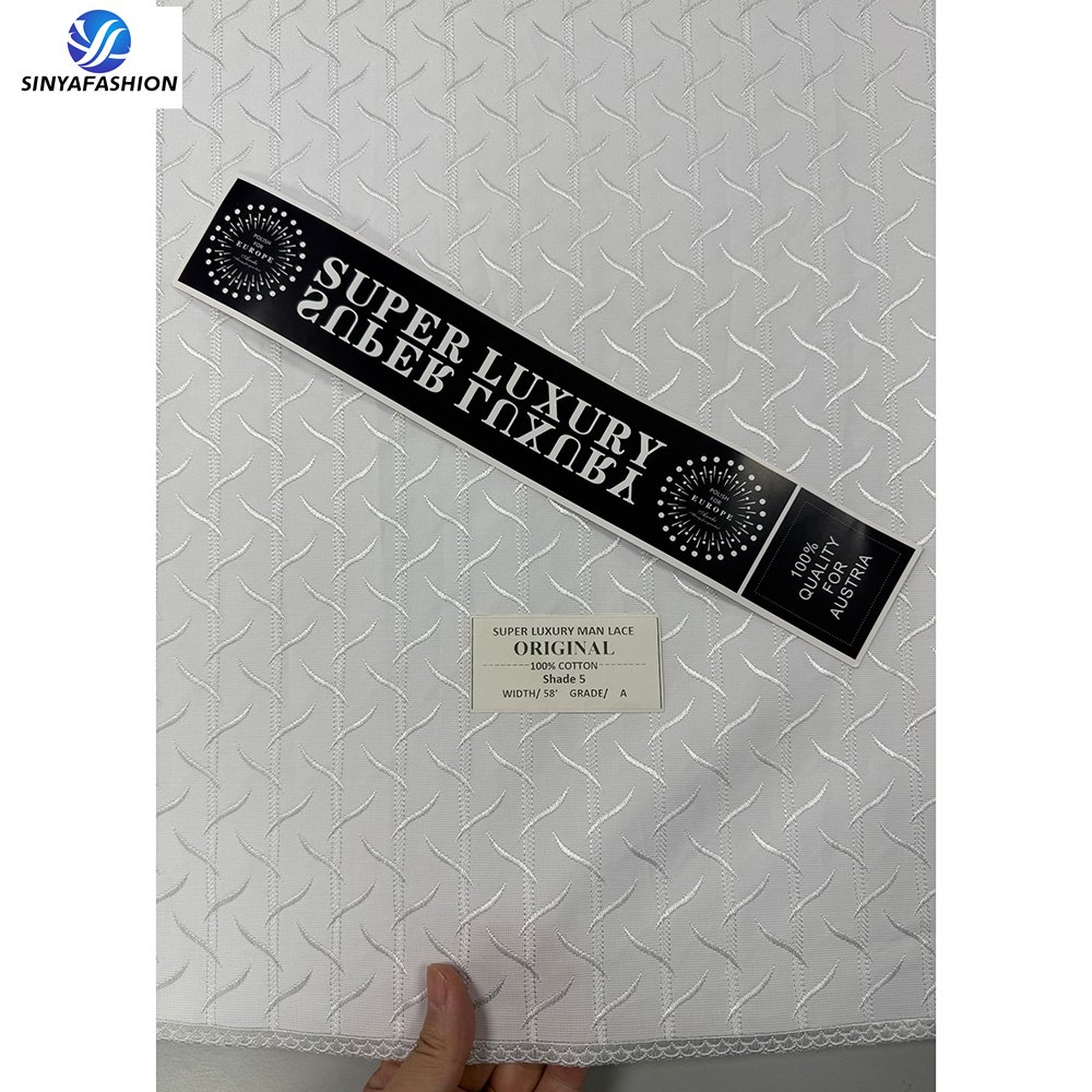 Sinya High Quality Wholesale Polish Lace For Men White Embroidery Swiss Voile Lace In Switzerland 100% Cotton Fabric Luxury