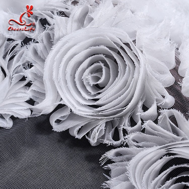 OEKO-TEXT Guangdong white 3D rose flower polyester lace embroidery fabric saree tulle mesh lace for woman wedding dress