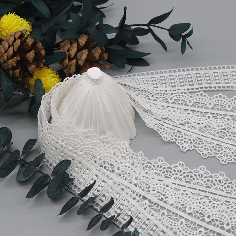 Factory Wholesale Handmade 100% Polyester High Quality White lace DIY lace Accessories For Clothing