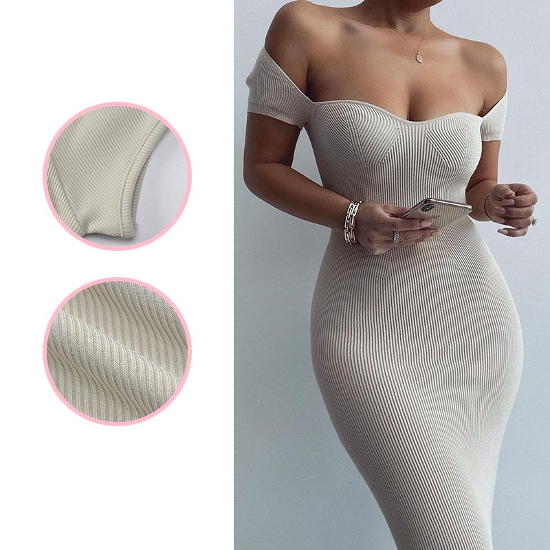 2022 spring popular new one-neck ribbed long dress one shoulder party dress