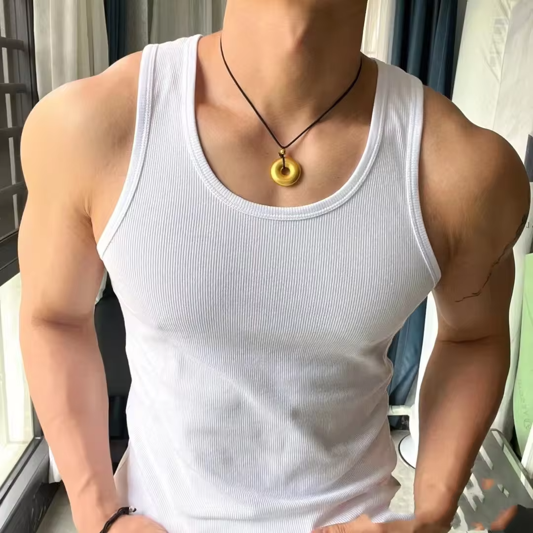 High quality factory wholesale gym tank top men blank black white gray singlets men ribbed polyester tank tops
