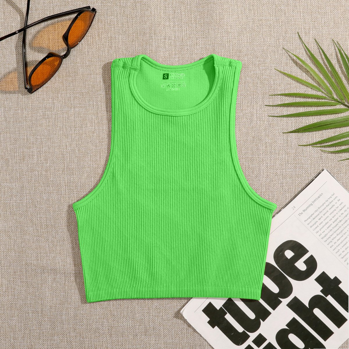 Women Candy Color Yoga Crop Top Lady Casual Round Neck Running Gym Vest Female Sleeveless Rib Knit Sports T Shirts