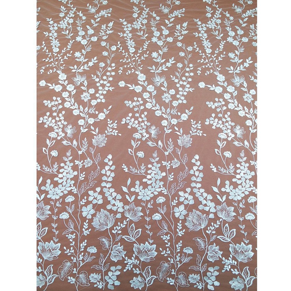 Wholesale Custom Embroidery Lace Fabric Designs White Embroidery Fabric For Evening Dress Decoration