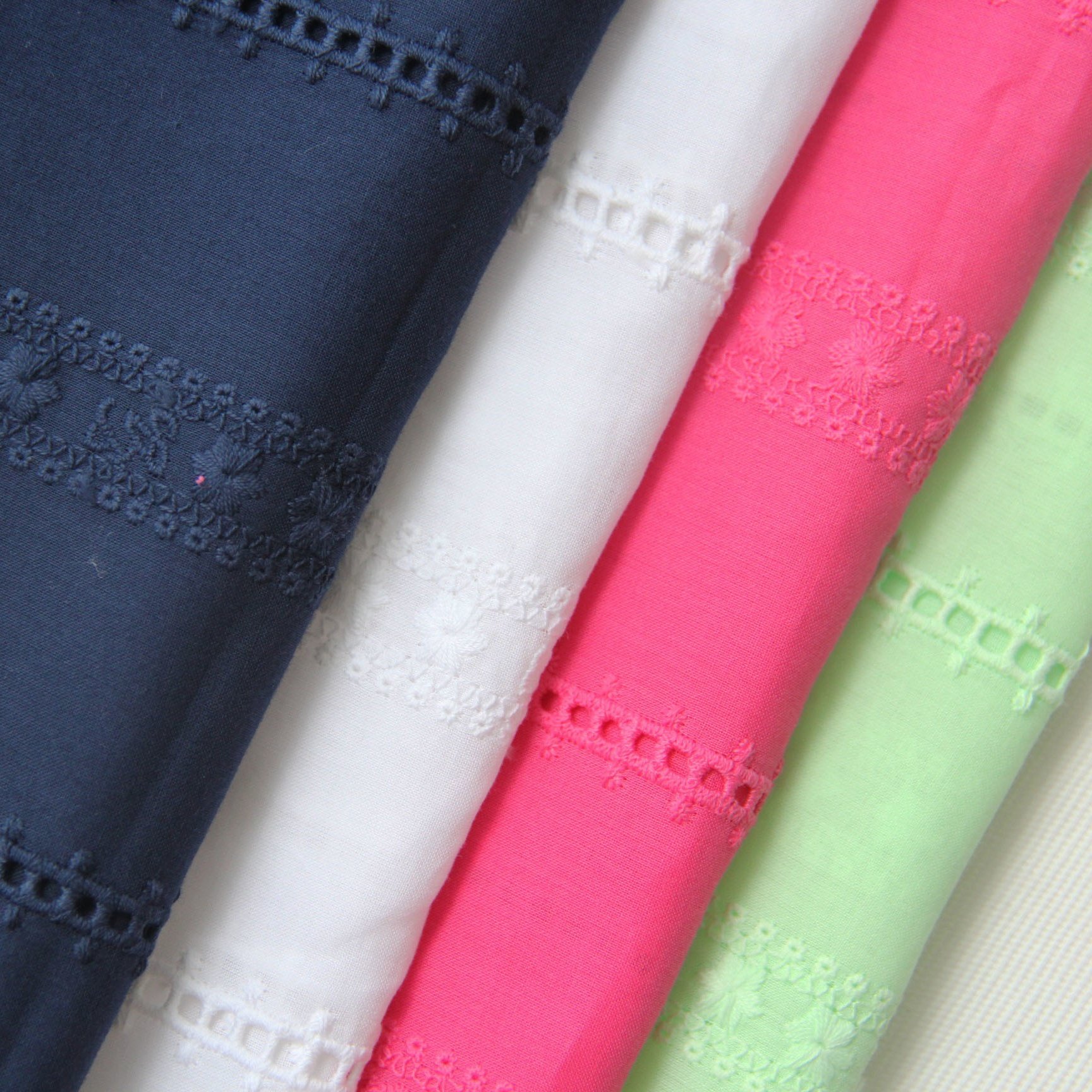 Wholesale custom embroidery thick 100% cotton lace fabric for women dress