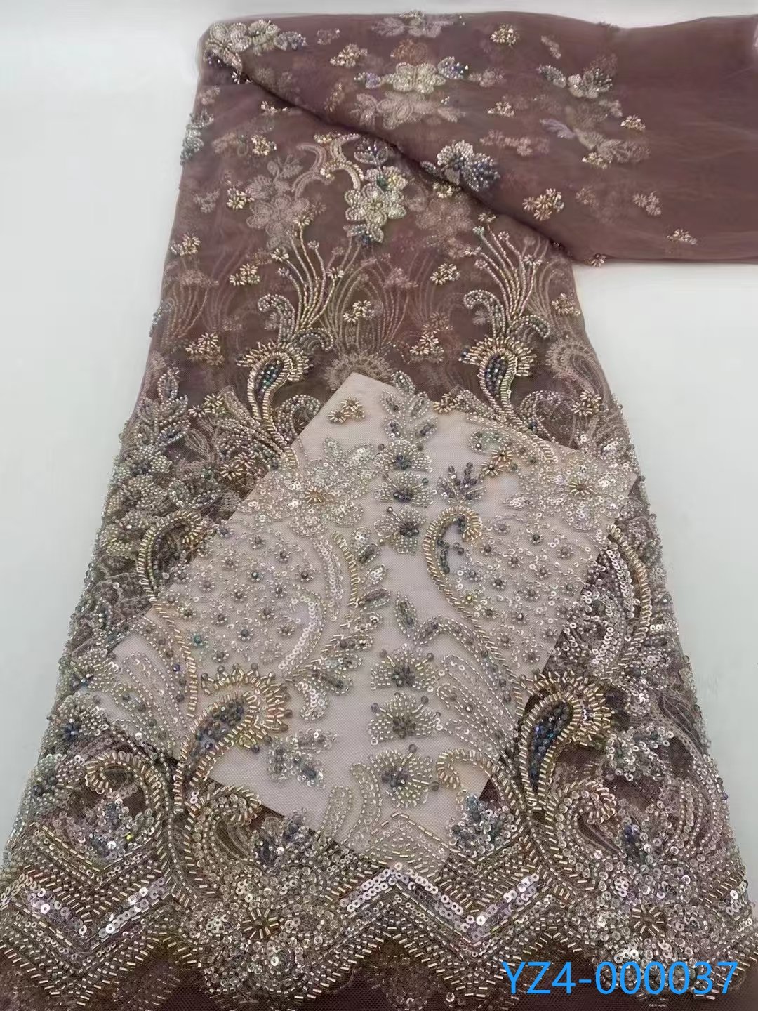 New African Heavy bridal wedding beaded sequins net embroidery lace dress wholesales fabric