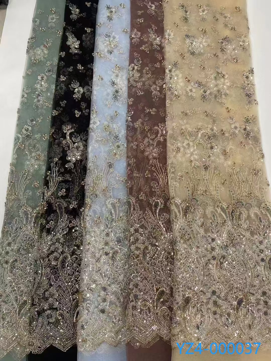 New African Heavy bridal wedding beaded sequins net embroidery lace dress wholesales fabric