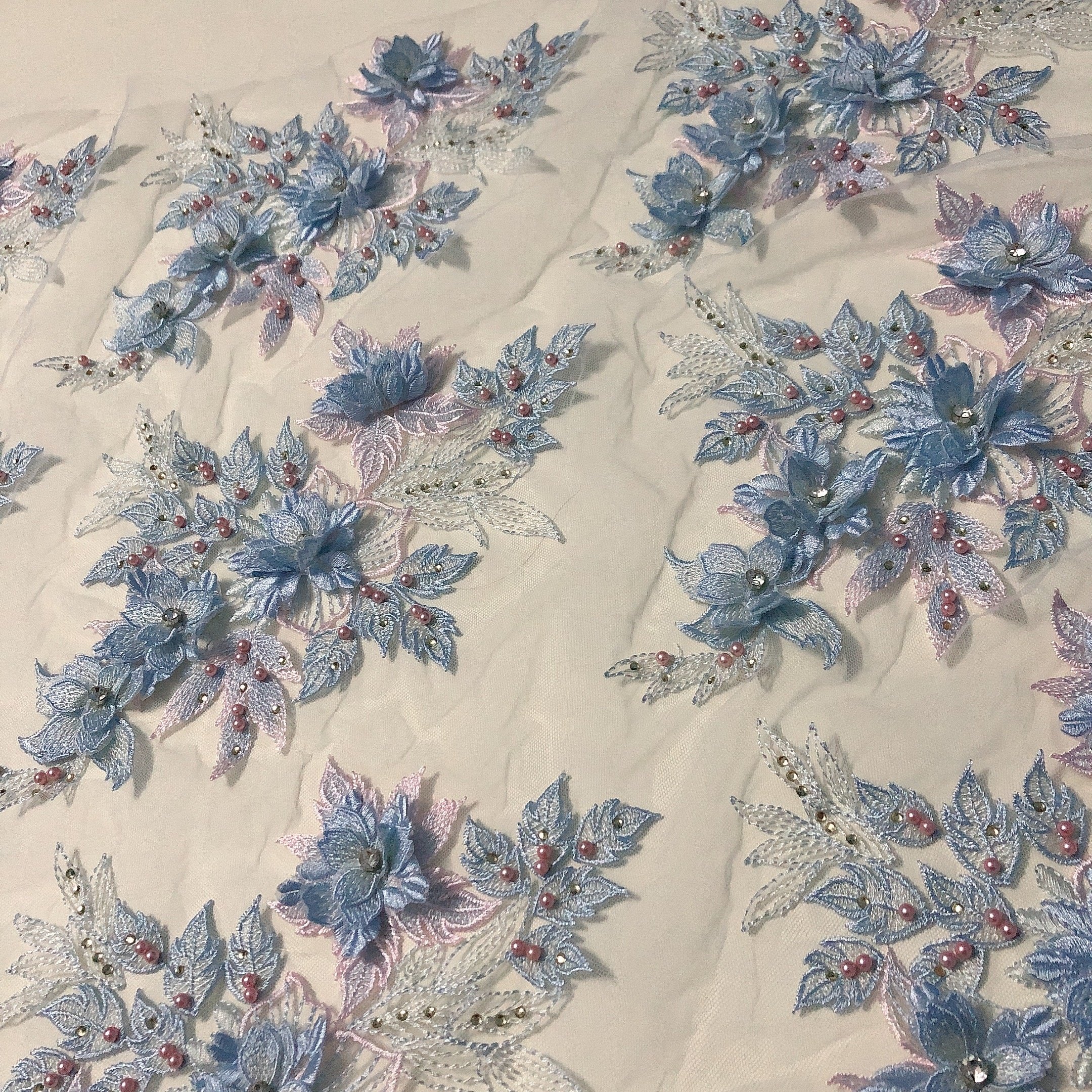 Elegant dress embroidery beads stones 3d applique pink lace fabric LT2349A