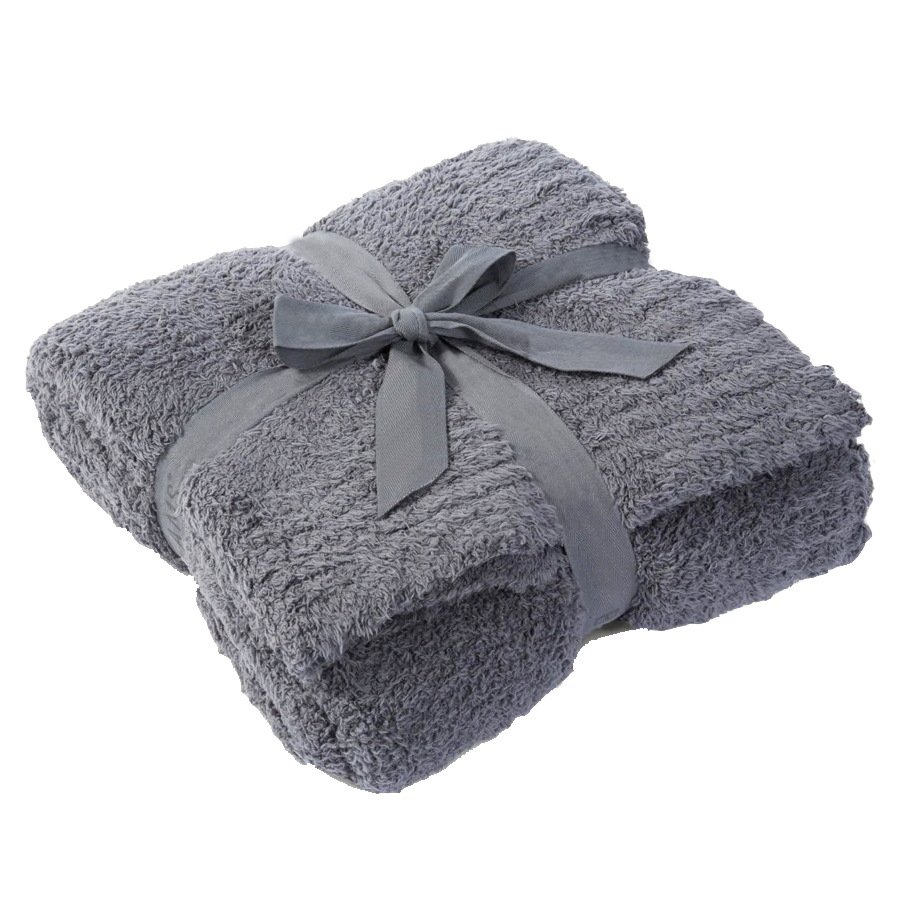 Manufacturer Wholesale Super Soft Cozy Fluffy Knitted Throw Blanket,Solid Color Rib Trim Warm Lightweight Warm Blanket