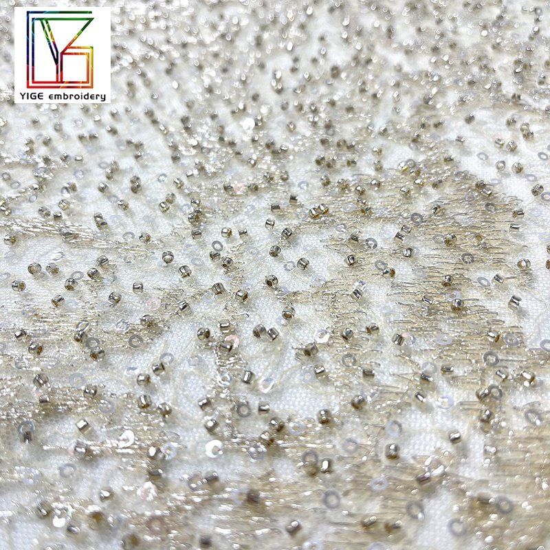2022 New super density french Metal wire 3d beaded sequins lace african Embroidery Lace fabric for dress