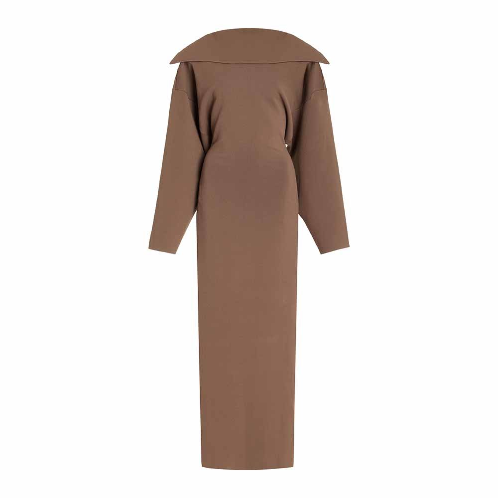 Knitwear Manufacturer Custom Spring Summer Autumn Winter Crew neck Button Up Stunt Reversed Knit Maxi Dress