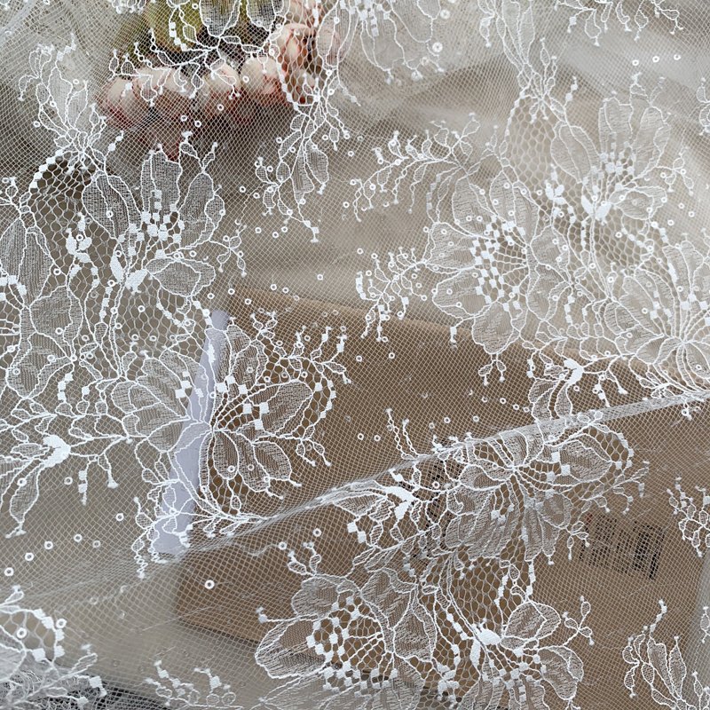 Flower Sequin Lace Fabric Wedding Underwear Tablecloth Curtain Photo Background Fabric