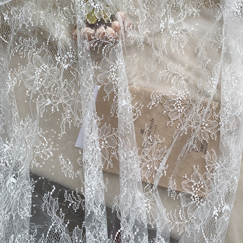 Flower Sequin Lace Fabric Wedding Underwear Tablecloth Curtain Photo Background Fabric
