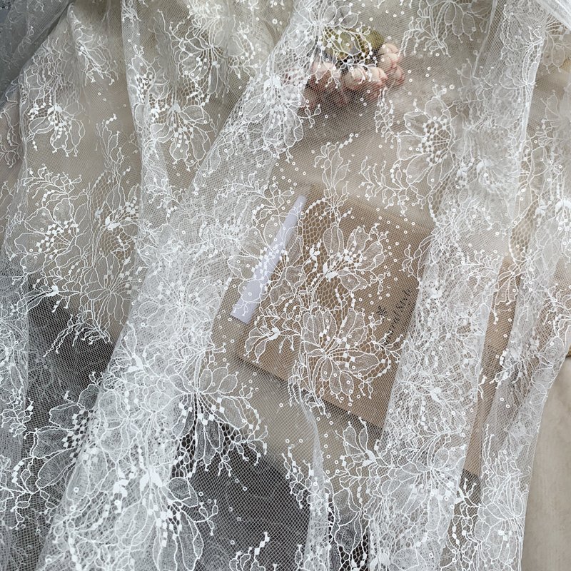 Flower Sequin Lace Fabric Wedding Underwear Tablecloth Curtain Photo Background Fabric