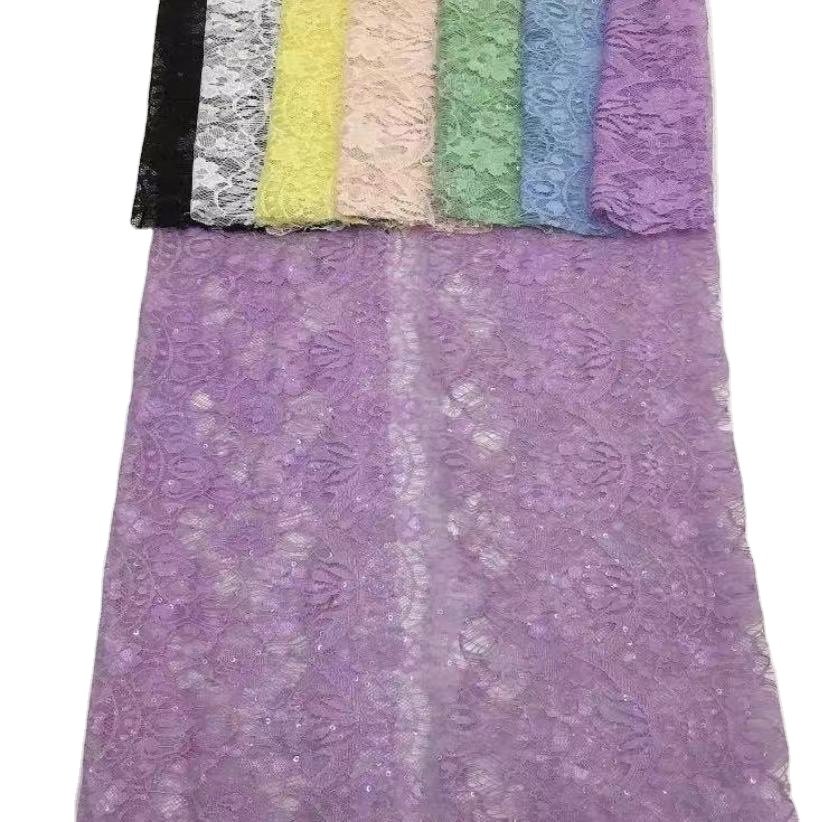 2021 Hot Selling Good Quality Embroidery Lace Fabric Bead Tulle Sequin Fabric