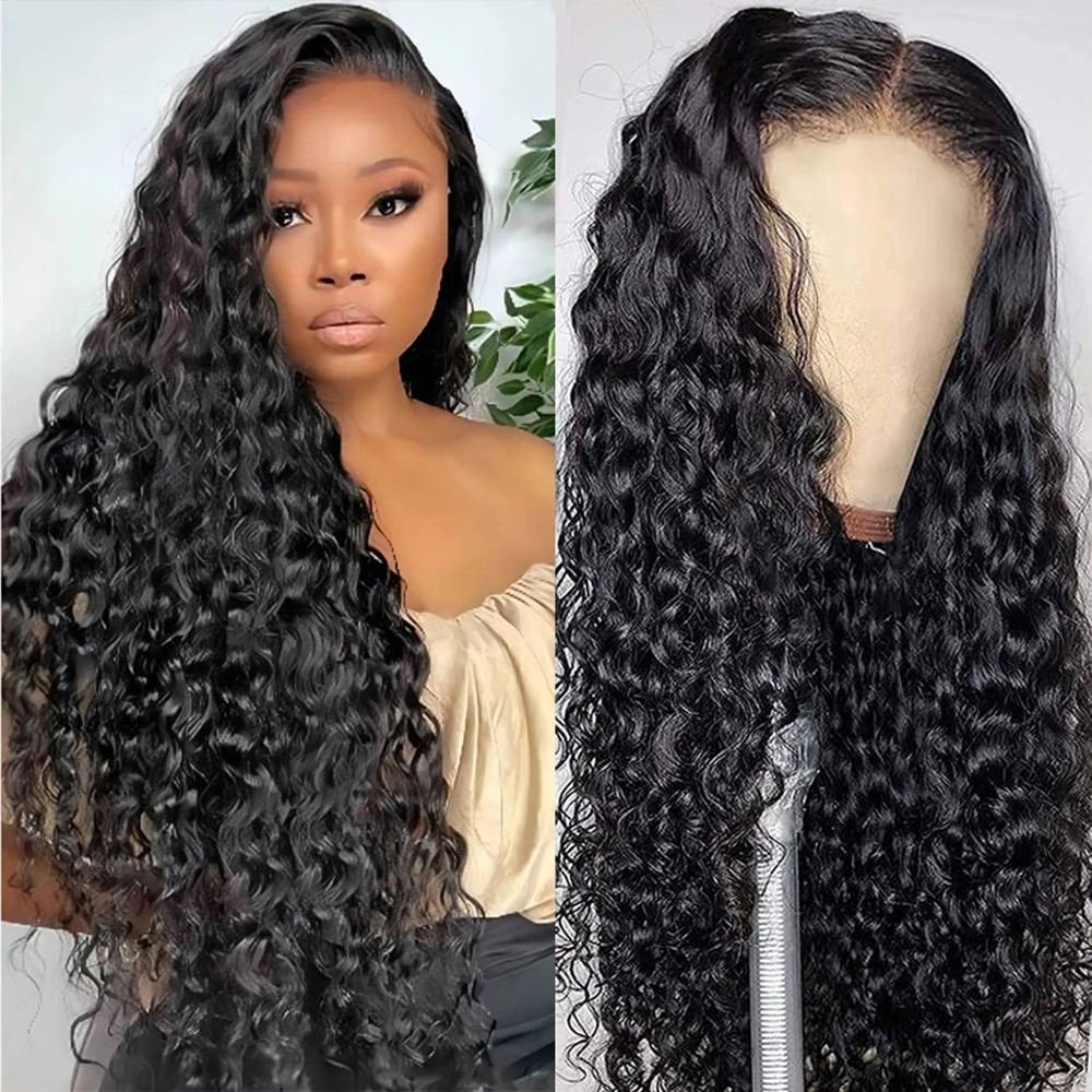 WXJ Transparent Lace Frontal Wigs Raw Indian Human Hair Lace Wigs Virgin Cuticle Aligned Deep Wave Full Lace Front Wig