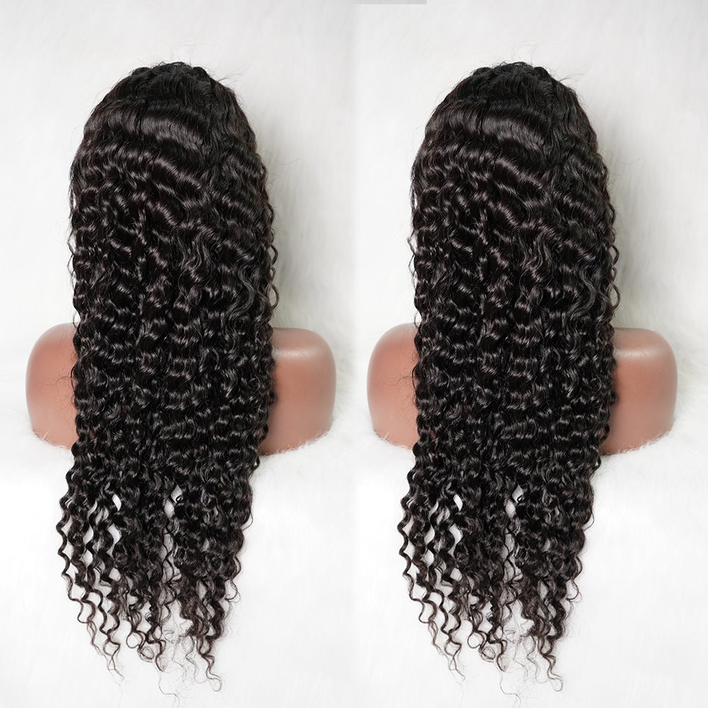 WXJ Transparent Lace Frontal Wigs Raw Indian Human Hair Lace Wigs Virgin Cuticle Aligned Deep Wave Full Lace Front Wig