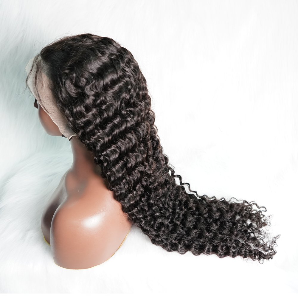 WXJ Transparent Lace Frontal Wigs Raw Indian Human Hair Lace Wigs Virgin Cuticle Aligned Deep Wave Full Lace Front Wig