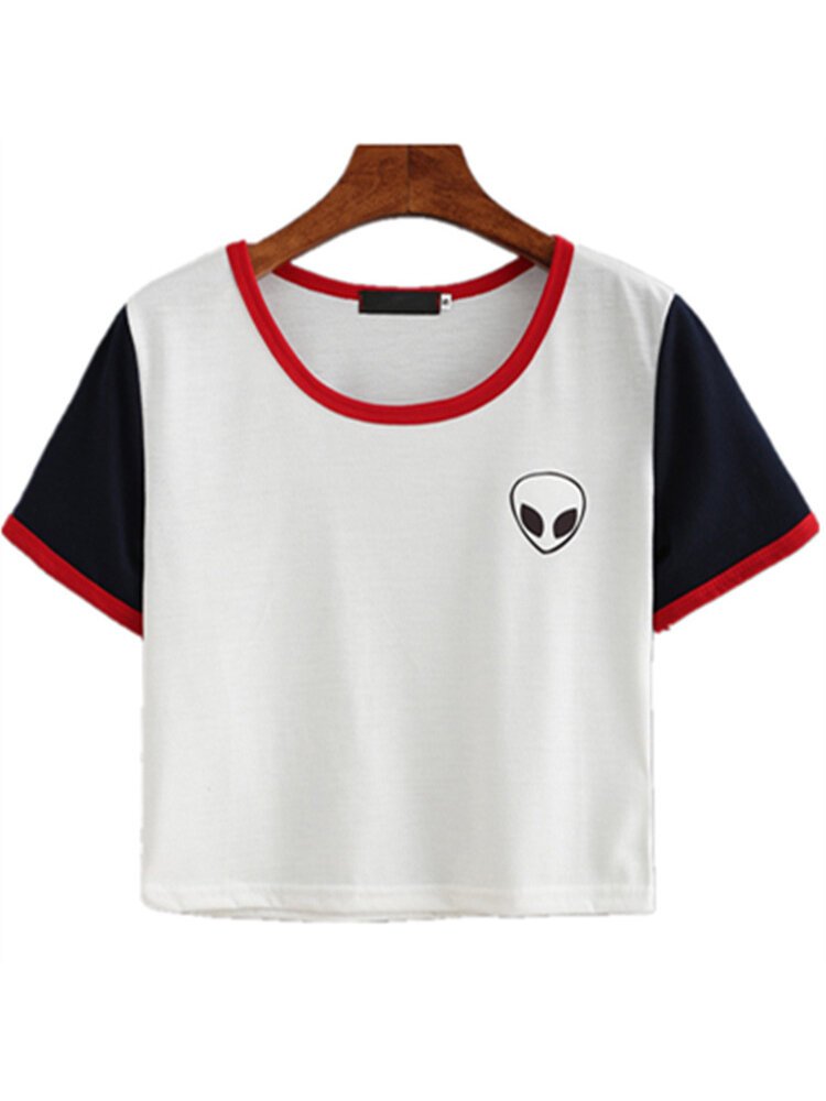 New Arrival Women Best Quality Solid Color Short Sleeve Crop Tops Scoop Neck Anti Pilling Cotton Jersey Fabric Ladies
