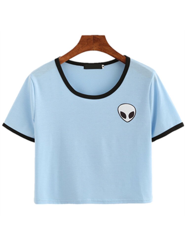 New Arrival Women Best Quality Solid Color Short Sleeve Crop Tops Scoop Neck Anti Pilling Cotton Jersey Fabric Ladies