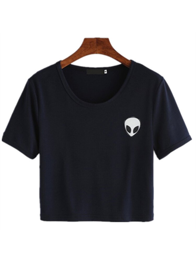 New Arrival Women Best Quality Solid Color Short Sleeve Crop Tops Scoop Neck Anti Pilling Cotton Jersey Fabric Ladies