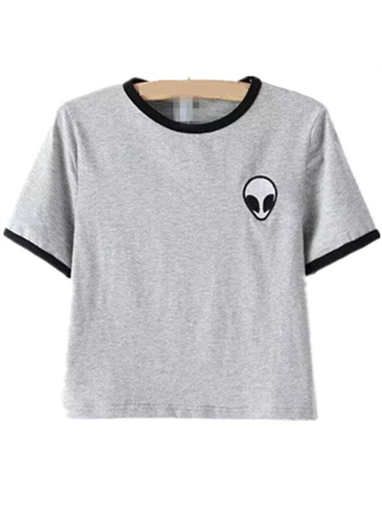 New Arrival Women Best Quality Solid Color Short Sleeve Crop Tops Scoop Neck Anti Pilling Cotton Jersey Fabric Ladies