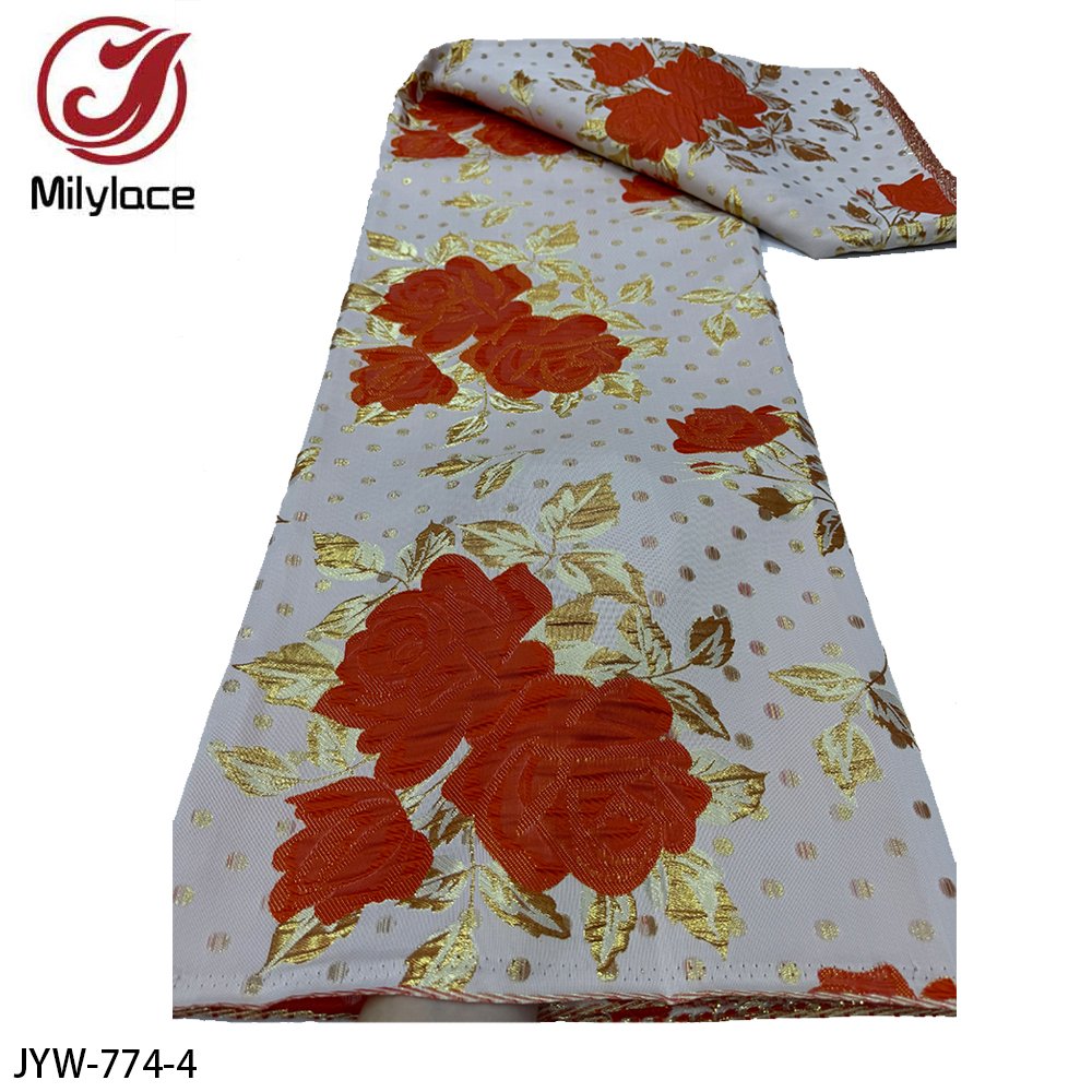 African Jacquard Textile Embroidery Elegant Rose Flower Brocade Organza Lace Fabric