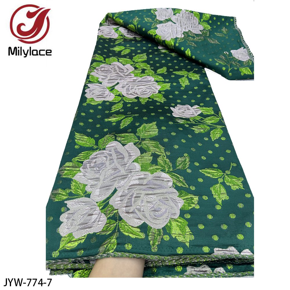 African Jacquard Textile Embroidery Elegant Rose Flower Brocade Organza Lace Fabric