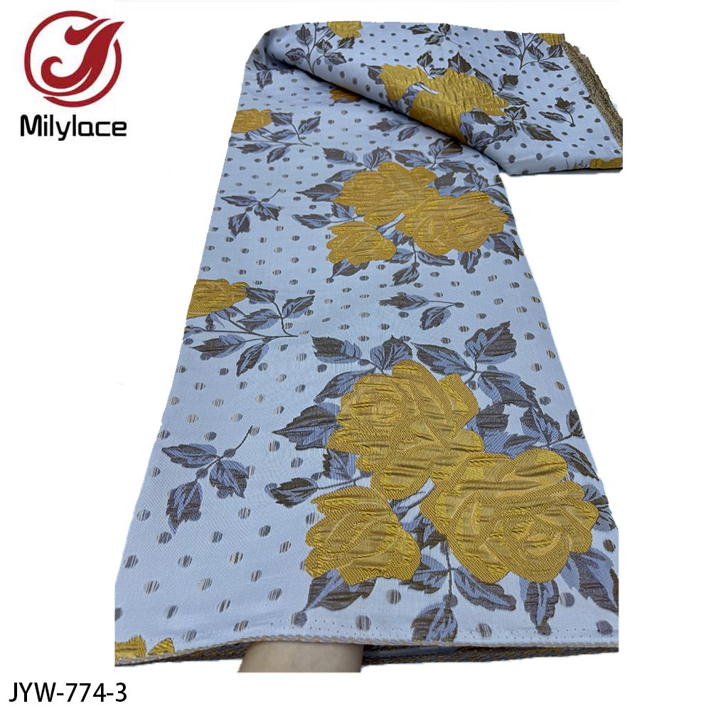 African Jacquard Textile Embroidery Elegant Rose Flower Brocade Organza Lace Fabric