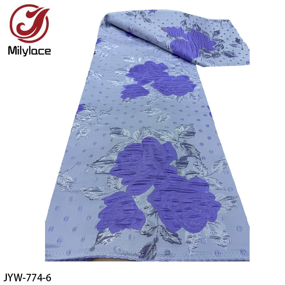 African Jacquard Textile Embroidery Elegant Rose Flower Brocade Organza Lace Fabric