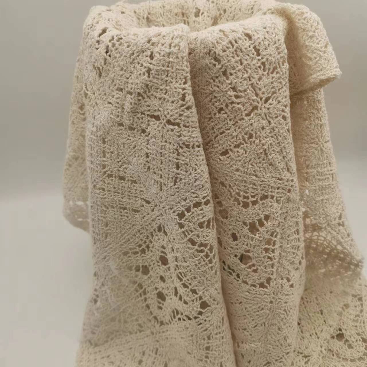 High Quality Ivory Crochet Embroidered 100% Cotton Woven Solid Cotton Embroidery Fabric For Garment