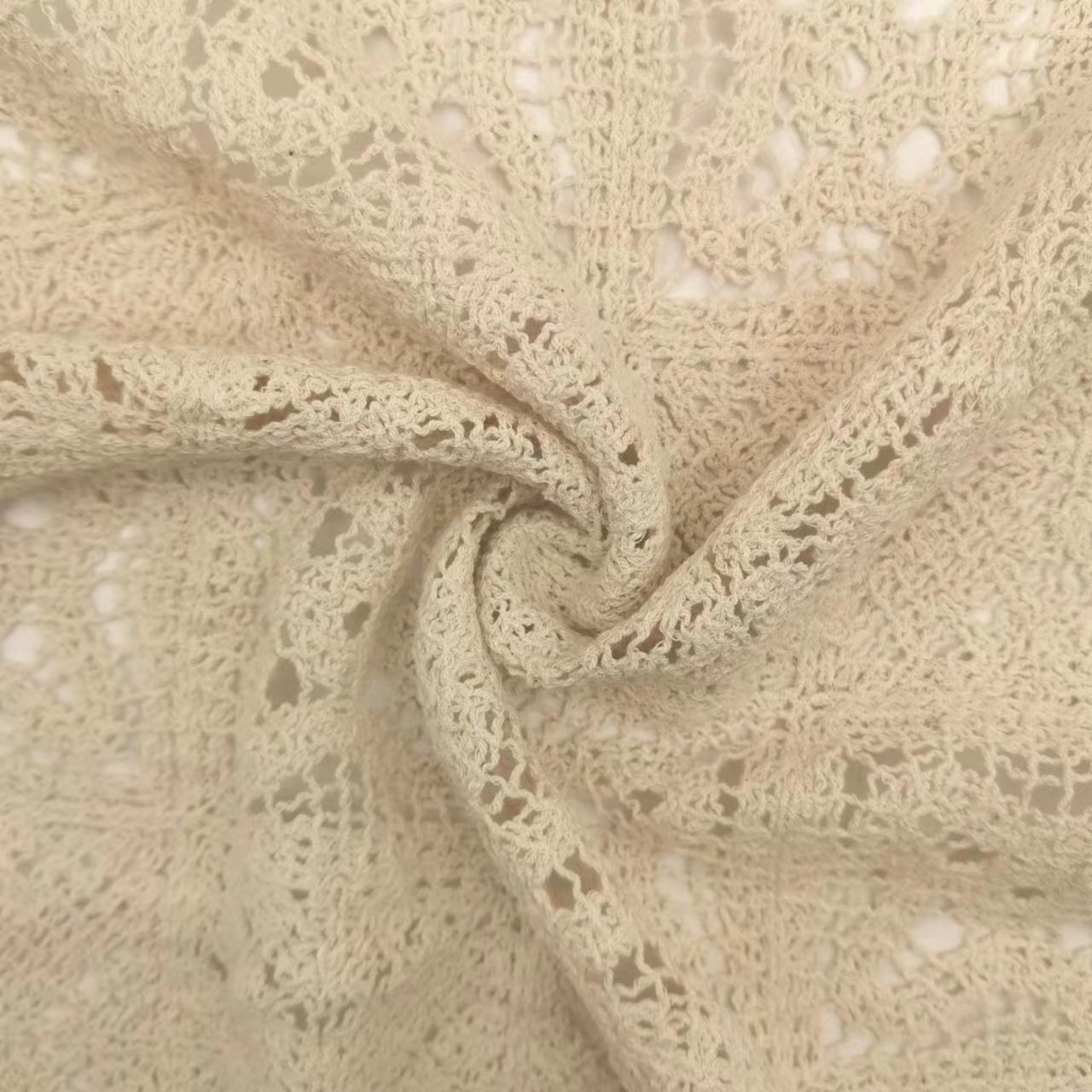High Quality Ivory Crochet Embroidered 100% Cotton Woven Solid Cotton Embroidery Fabric For Garment