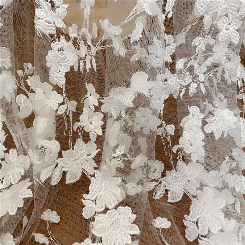 Gorgeous Embroidery Floral Lace Fabric for Bridal Gowns Wedding Dresses and Prom Backdrops Lace by the Yard