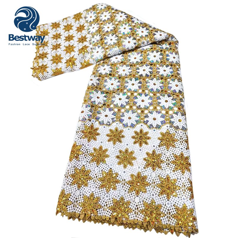 Bestway African Cord Embroidery Wedding Chemical Water Soluble Guipure Lace Fabric