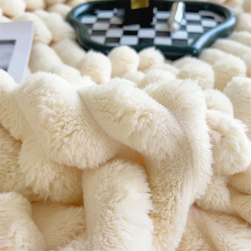 Most popular Striped Lamb Faux Fur Short Fleece Casual Cover Blanket cheaper Sofa blanket