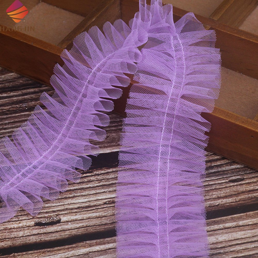 6cm Wide DIY Craft Garment Trims Ribbon Skirt Double Edged Pleated Mesh Tulle Lace Sewing Trim Ruffles For Baby Dress
