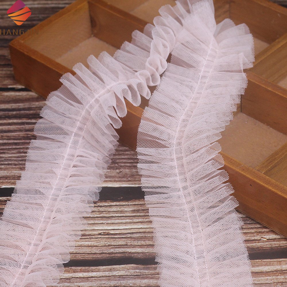 6cm Wide DIY Craft Garment Trims Ribbon Skirt Double Edged Pleated Mesh Tulle Lace Sewing Trim Ruffles For Baby Dress