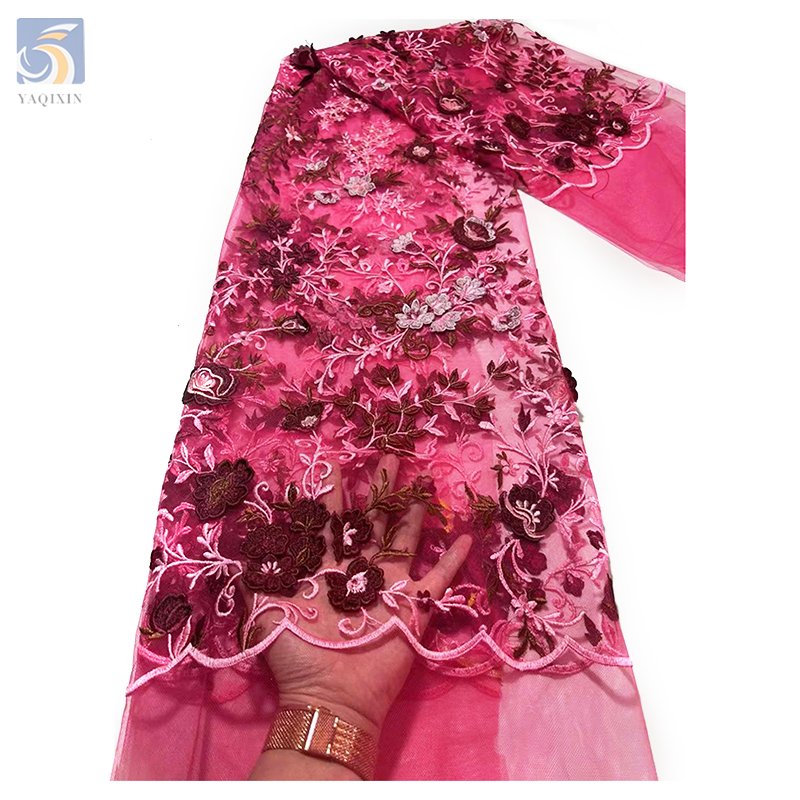 Hot Sale German Fancy Embroidery Tulle Fabric Design Floral Plants Embroidered Polyester Mesh Tulle Fabric for Veil