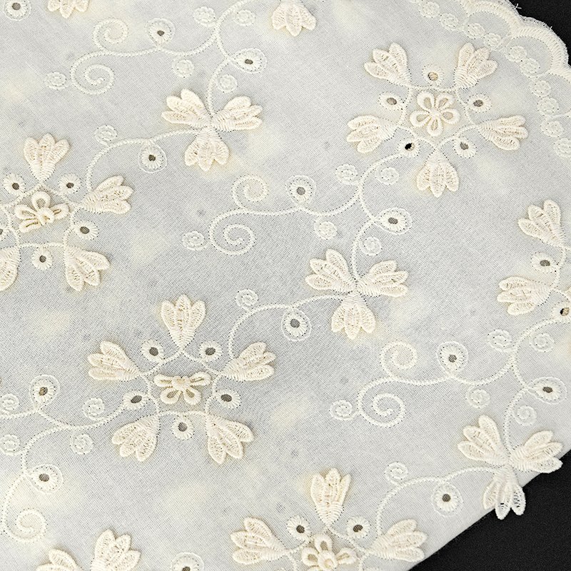 China textile cloth white embroidered eyelet cotton embroidery fabric for women dress