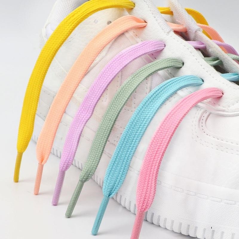Wholesale Polyester Double Layer Women White Flat Shoelaces 1cm Wide Shoelaces Flat Shoe Laces for AF SB Dunks Sneakers