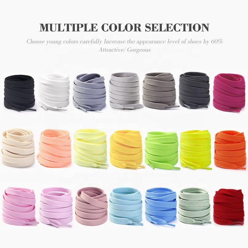 Wholesale Polyester Double Layer Women White Flat Shoelaces 1cm Wide Shoelaces Flat Shoe Laces for AF SB Dunks Sneakers