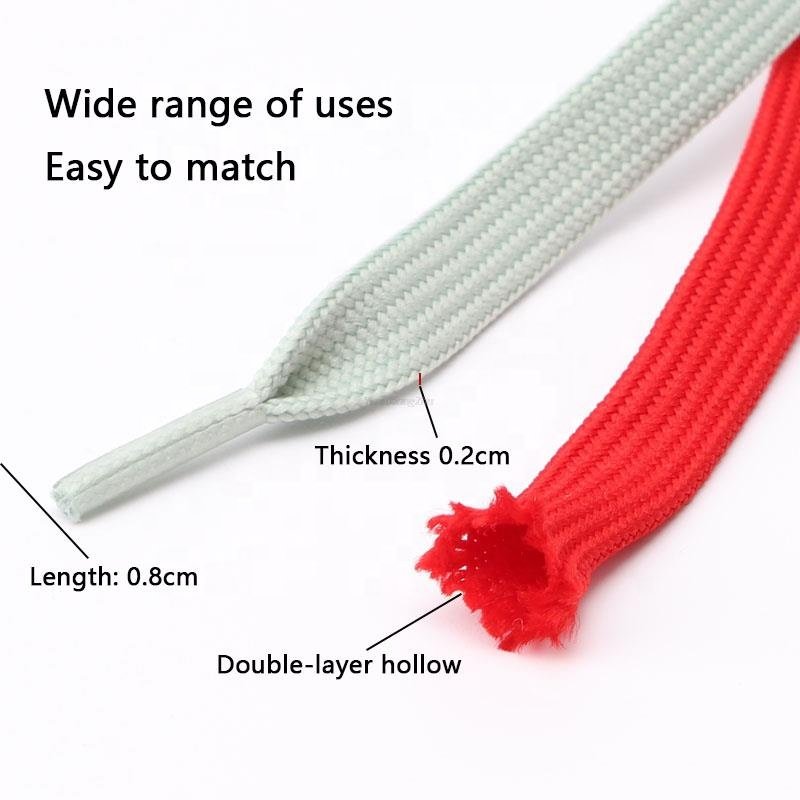 Wholesale Polyester Double Layer Women White Flat Shoelaces 1cm Wide Shoelaces Flat Shoe Laces for AF SB Dunks Sneakers