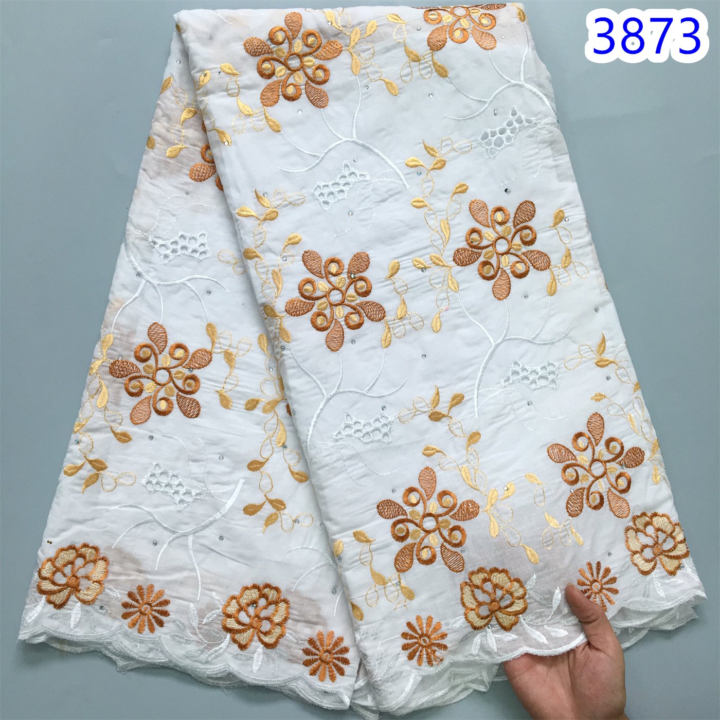 White Austria Stones Cotton African Swiss Voile Lace Fabric 2024 New Nigerian Cotton Lace For Women Evening Party Dress3873