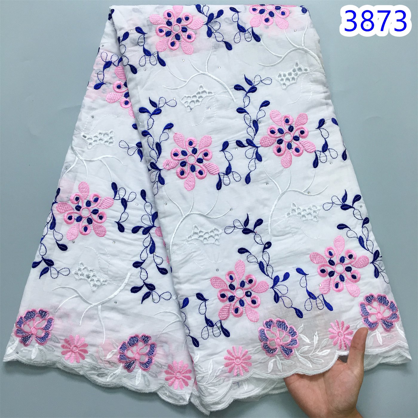 White Austria Stones Cotton African Swiss Voile Lace Fabric 2024 New Nigerian Cotton Lace For Women Evening Party Dress3873