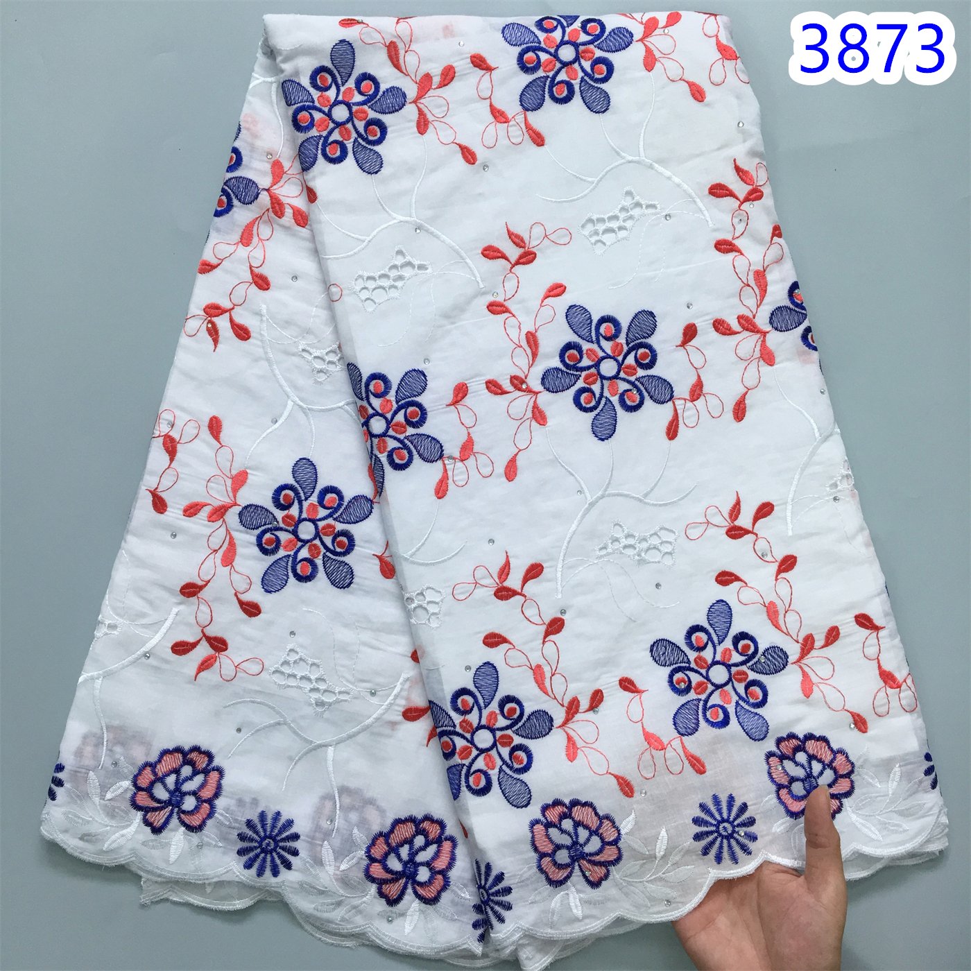 White Austria Stones Cotton African Swiss Voile Lace Fabric 2024 New Nigerian Cotton Lace For Women Evening Party Dress3873