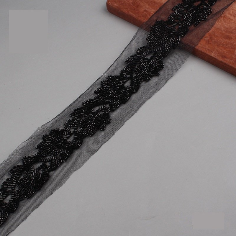 Factory Direct 5.5cm Bead Embroidery Bar Code Mesh Machine Lace Weaving Ribbon Lace Beads Clothing Accessories Accessories Whole