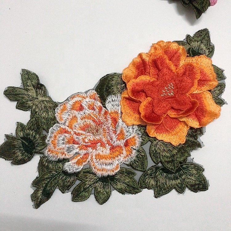 New fashion organza 3d water soluble lace applique patches sewing LT2490A