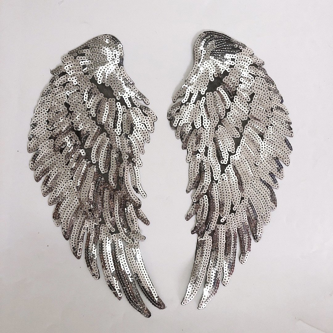 Luxury gold angel wings applique lace with sequins for clothes LT2291A